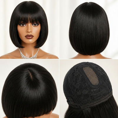 Brazilian Straight Bob Lace Wig with Bangs